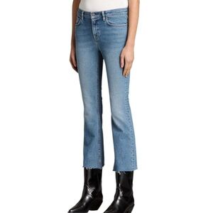 All Saints Blue Flare Wide Leg Jeans